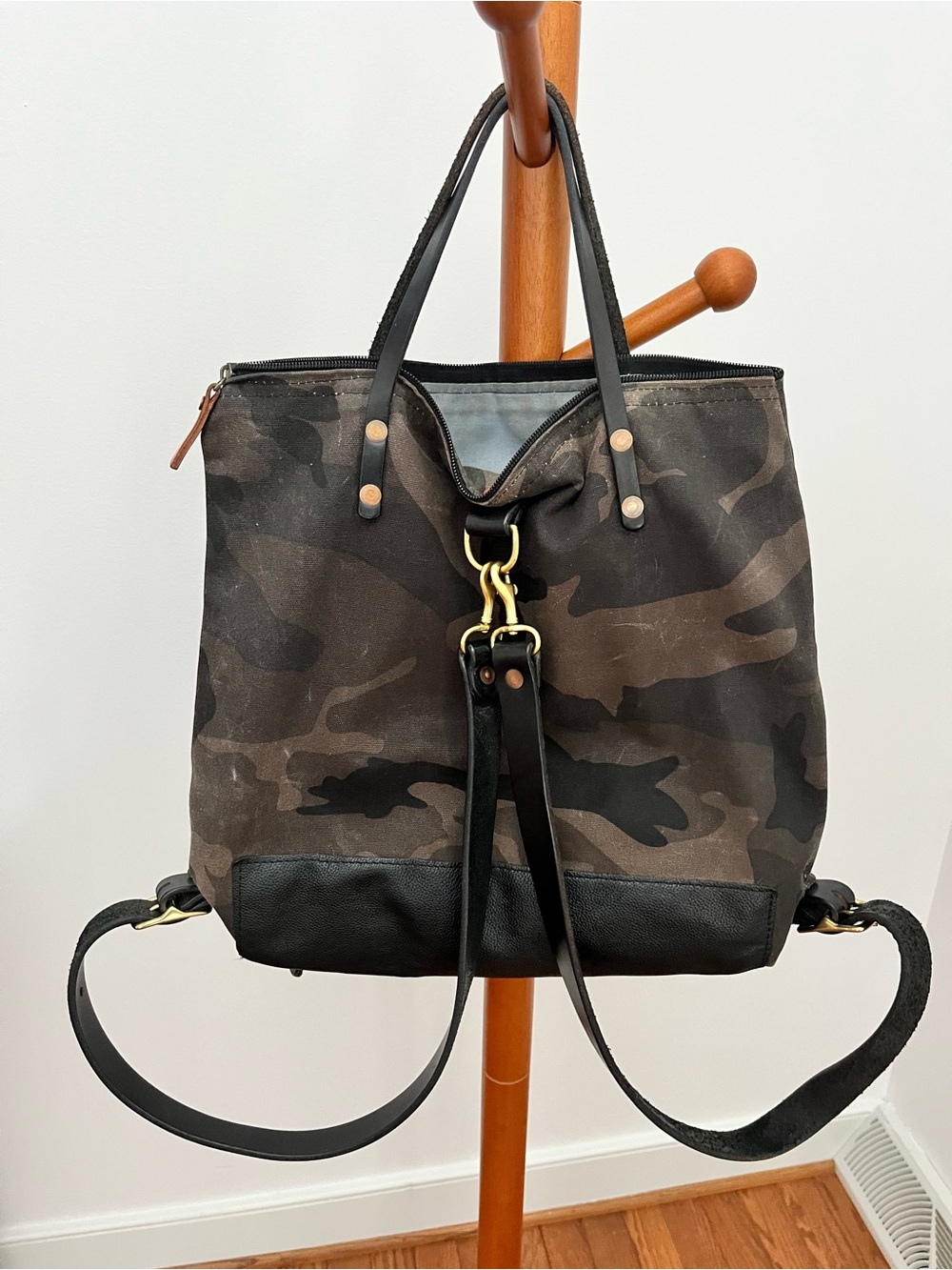 Meanwhile Back on the Farm Camo Convertible Backpack Tote - Picture 3 of 5